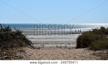 Lee Point Beach At Low Tide. Lee Point In The  Northern Suburb Of The City Of Darwin, Northern Terri