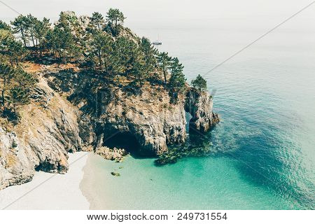 Ocean View. Nature Background With Nobody. Morgat, Crozon Peninsula, Brittany, France.