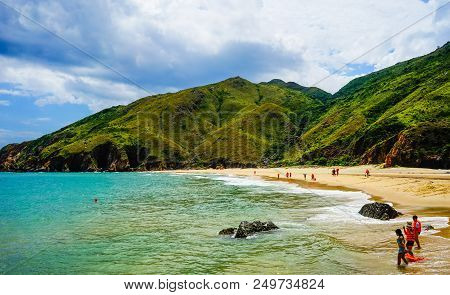 Quy Nhon, Vietnam - Apr 5, 2015. Sand Beach With Blue Sea At Sunny Day In Quy Nhon, Vietnam.