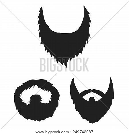 Mustache And Beard, Hairstyles Black Icons In Set Collection For Design. Stylish Haircut Vector Symb