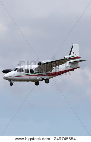Raf Fairford, Gloucestershire, Uk - July 10, 2014: Piaggio P-166c Twin Engined Light Aircraft I-feni