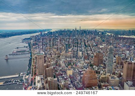 Aerial View Of Manhattann New York City, Usa