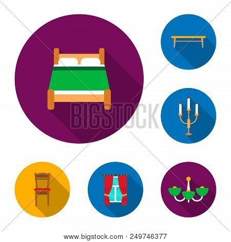 Furniture And Interior Flat Icons In Set Collection For Design.home Furniture Vector Symbol Stock  I
