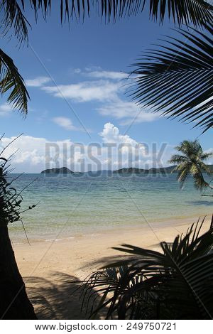 Swing Or Cradle Hang On The Coconut Tree Beautiful Nuture Blue Sky And Shadow At Koh Mak Beach Trad 