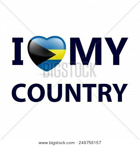 Heart With Bahamian Flag Colors. I Love My Country - Bahamas