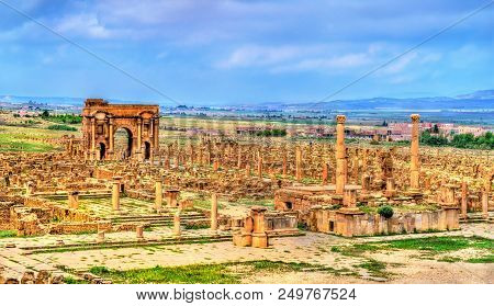 Timgad, Ruins Of A Roman-berber City, Unesco Heritage In Algeria.