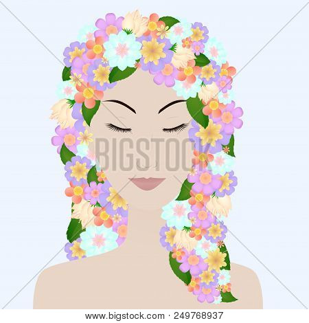 Beautiful Girl With Closed Eyes And Flower Hair