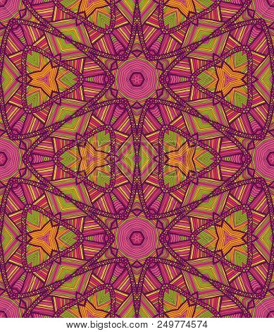 Vector Seamless Ethnic Pattern With Axial Symmetry. Can Be Used For Fabric, Textile, Packaging Paper