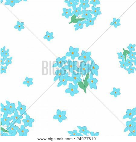 These Are Wonderful Blue Forget-me-not Flowers On A White Background. Seamless Pattern. Can Be Used 