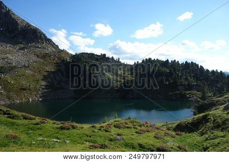 Stellune Lake. Lagorai Mountain Range In The Eastern Alps In Trentino, Italy