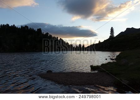 Stellune Lake. Lagorai Mountain Range In The Eastern Alps In Trentino, Italy