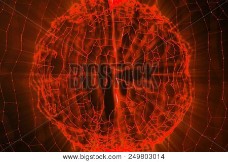 Abstract Background Of Lines And Dots, Low Poly Mesh. Internet Connections Technology. Concept Of Ne