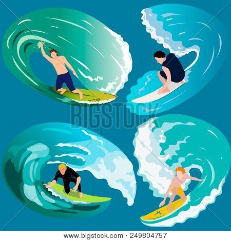 Surfing, Sport, Summer, Relax, Ocean, Sea, Beach, Vector.