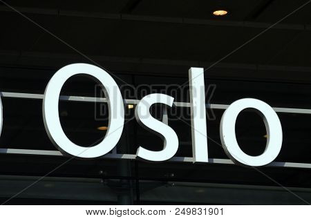 Platform and train view on Oslo central station. Oslo Central Station (Sentralstasjon) is main railway station in Oslo. June 17. 2018. Oslo,Norway