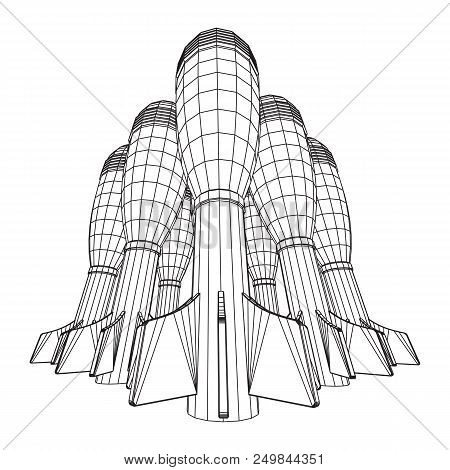 Missile, Nuclear Bomb Or Mortar Mine Wireframe Low Poly Mesh Vector Illustration