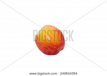Ripe Nectarine On White Isolate Background, Closeup