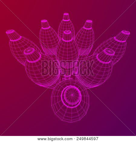 Missile, Nuclear Bomb Or Mortar Mine Wireframe Low Poly Mesh Vector Illustration