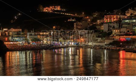 Bali Village Beaytiful Night Landscape, Crete Greece