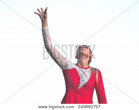 Teen Majorette Girl Looking Up