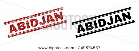 Abidjan Stamp Seal Print With Red Grunge And Clean Black Version. Red Vector Rubber Print Of Abidjan