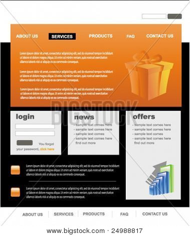 Orange and black website layout