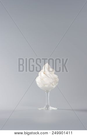 Soft Serve Ice Cream Isolated With Colored Background, Copy Space(text Space), Blank For Text, Vanil