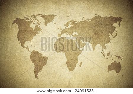 Highly Detailed Grunge Map Of The World