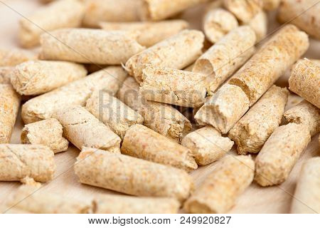 Toilet Filler For Cats On A Wooden Background Top View.