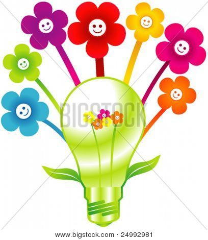 Vektor, emotikon Flower Power