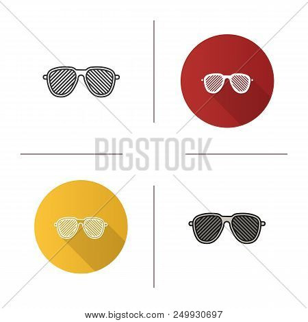 Louvered Sunglasses Icon. Flat Design, Linear And Color Styles. Stripped Spectacles. Shutter Shades.