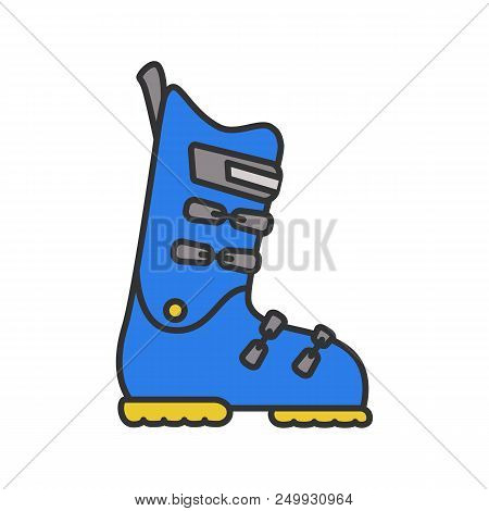 Ski Or Snowboard Boot Color Icon. Isolated Vector Illustration