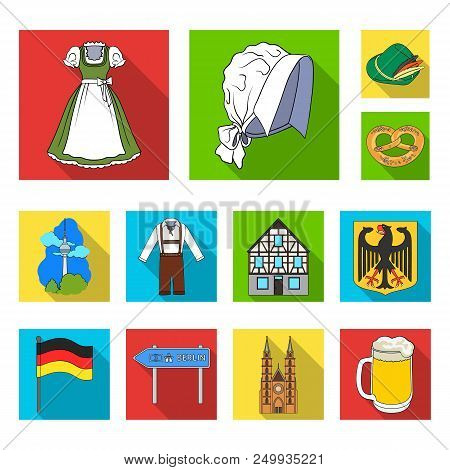Country Germany Flat Icons In Set Collection For Design. Germany And Landmark Vector Symbol Stock  I