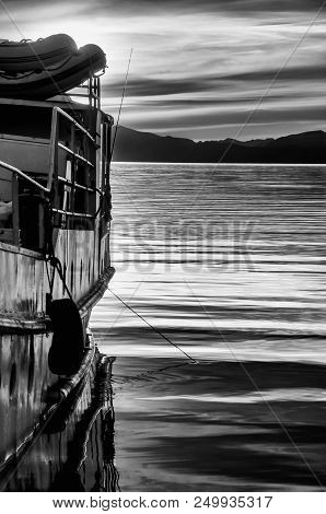 This Is Part Of A Ship, Taken From A Different Angle. White And Blaxk Picture