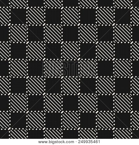 Vector Geometric Seamless Pattern With Stripes, Diagonal Lines, Squares, Small Elements. Modern Abst