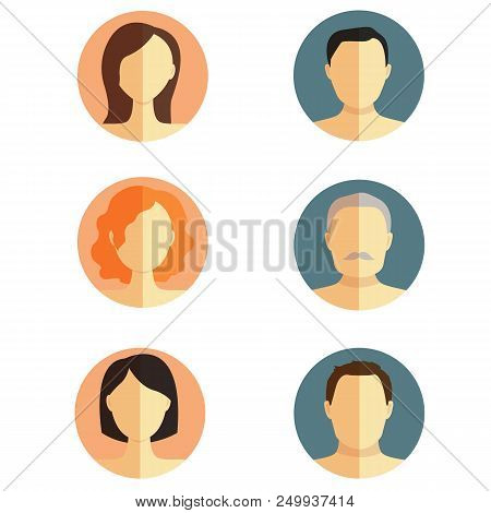 Flat Icons Set. People Faces. Vector Illustration.