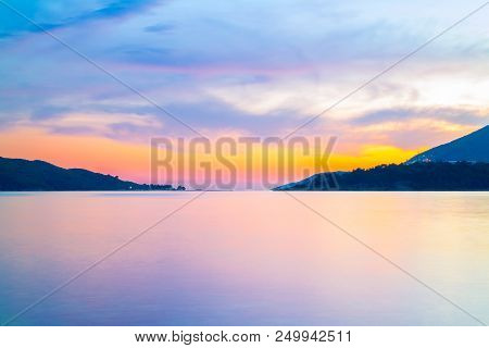 View From Above On Adriatic Sea Coastline And Mogren Beach At Montenegro, Nature Landscape, Vacation