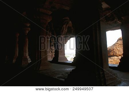 Cave 3: View From The Inner Hall, Badami Caves, Karnataka India
