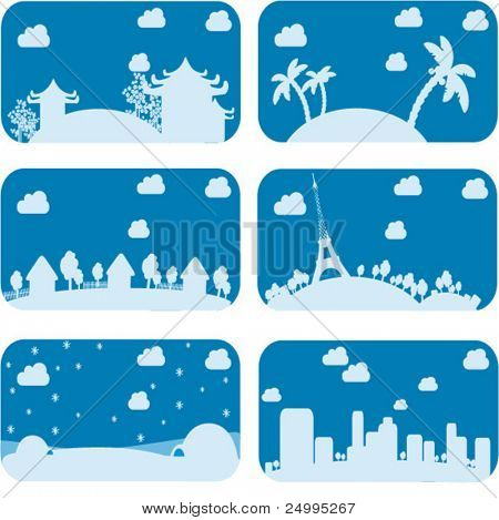 Silhouettes ภูมิทัศน์ที่แตกต่างกัน
