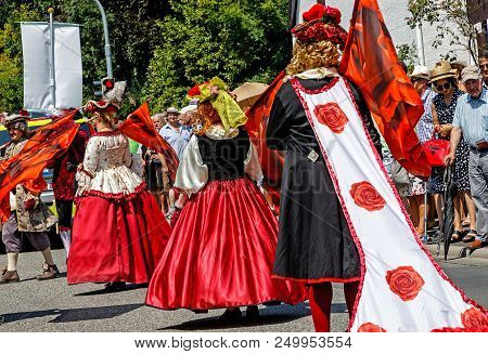 Steinfurth, Germany-july 15, 2018: On Every Even-numbered Year, The Bad Nauheim Suburb Steinfurth, T