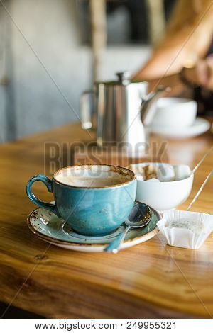 Table Setting In The Restaurant. Lunch Or Breakfast Time.