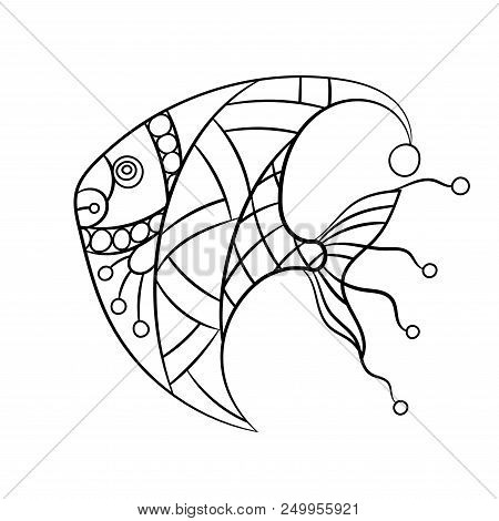 Fish In Coloring Page For Childrean And Adults In Ornamental Graphic Vector Illustration