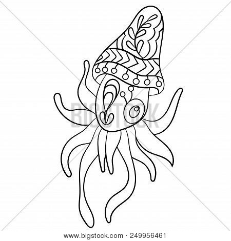 Coloring Page Vector With Calmary Animal In Ornaments