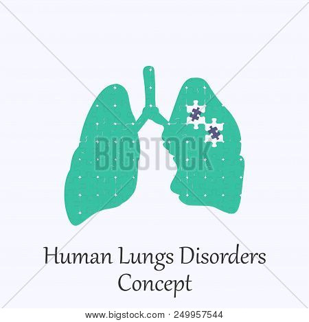 Human  Lungs Filled With Puzzle Pattern Few Of Whitch Unfit To The Whole. Conceptual Image Of Human 