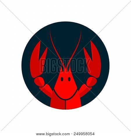Crayfish Logo. Red River Lobster, Langoustine Or Crustacean Delicacies Isolated On White Background.