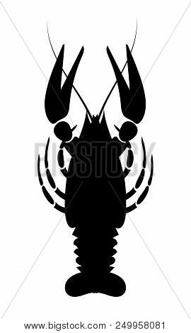 Crayfish Icon. River Lobster, Langoustine Or Crustacean Delicacies Isolated On White Background. Sea