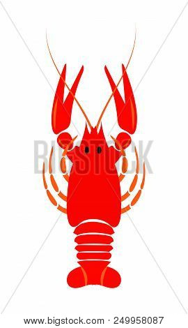 Crayfish Icon. Red River Lobster, Langoustine Or Crustacean Delicacies Isolated On White Background.