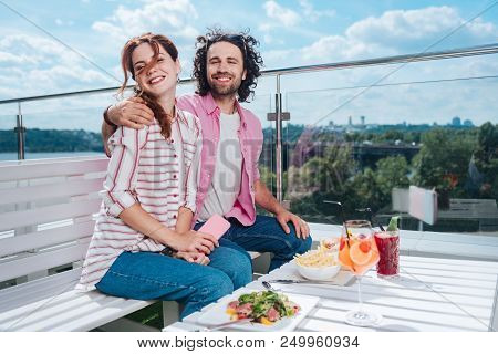 Unforgettable Summer. Beaming Happy Couple Feeling Unbelievable While Spending Unforgettable Summer 