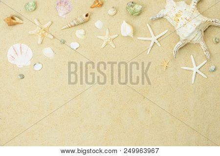 Table Top View Aerial Image Of Summer & Travel Beach Holiday In The Season Background Concept.flat L