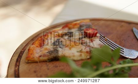 Deicious Pizza On The Table With Colorfull Background