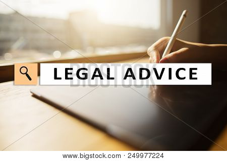 Legal Advice Ext On Virtual Screen. Consulting. Attorney At Law. Lawyer, Business And Finance Concep